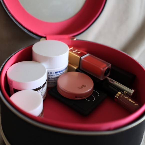 New Lacome Leather Texture Cylinder Makeup Case - Picture 4 of 6